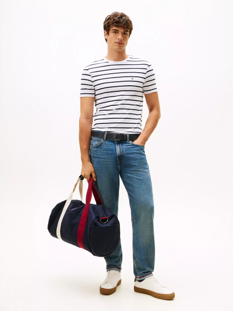 Мужская футболка Tommy Hilfiger в полоску 1160345387 (Белый M)