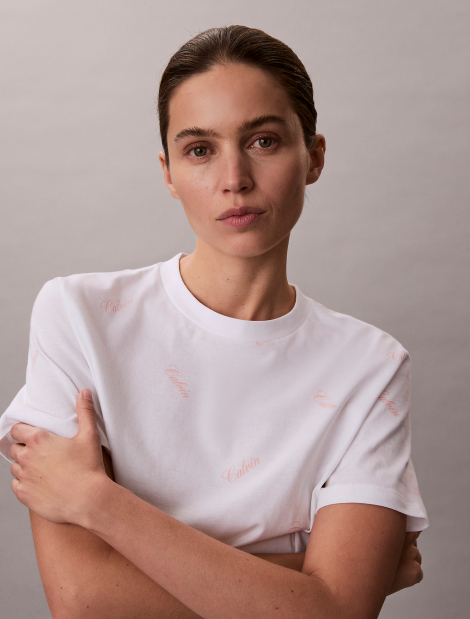 Женская футболка Calvin Klein с логотипом 1160514675 (Белый S)