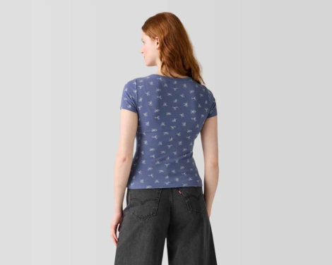 Женская футболка с принтом Levi's в рубчик 1160722859 (Синий 1X)