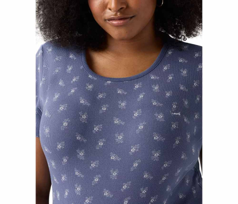 Женская футболка с принтом Levi's в рубчик 1160722859 (Синий 1X)
