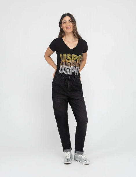 Женская футболка U.S. Polo Assn с принтом 1160789558 (Черный S)