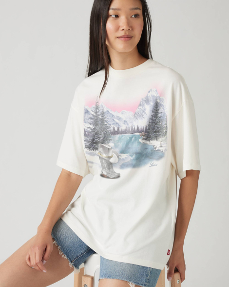 Жіноча футболка Levi's з принтом 1160933687 (Молочний S)