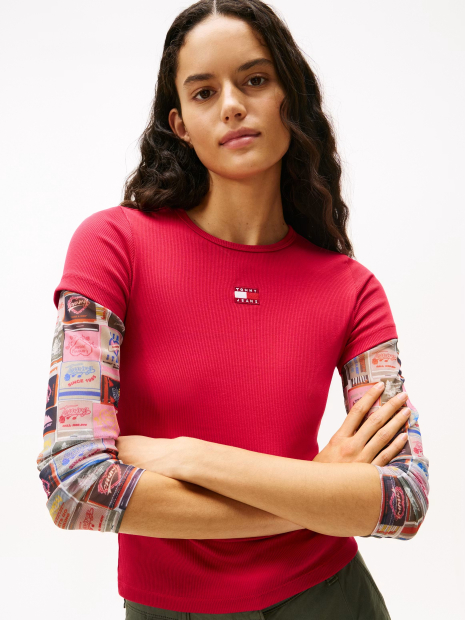 Футболка в рубчик Tommy Hilfiger 1161046791 (Красный M)