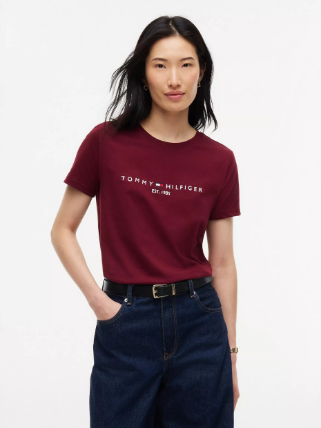 Женская футболка Tommy Hilfiger с логотипом 1161306998 (Бордовый S)