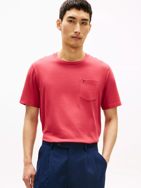 Мужская футболка Tommy Hilfiger с карманом 1161364207 (Красный M)