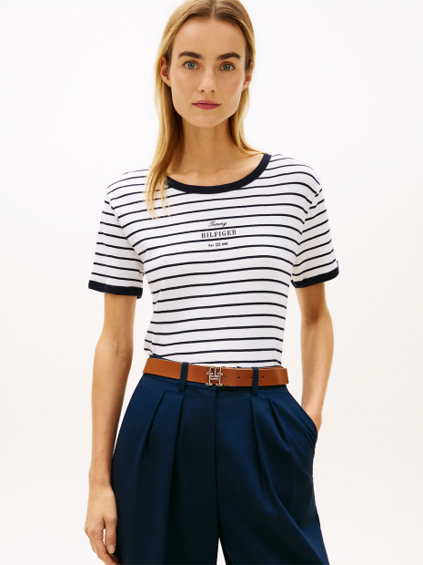 Футболка Tommy Hilfiger в полоску 1161404977 (Черный/Белый S)