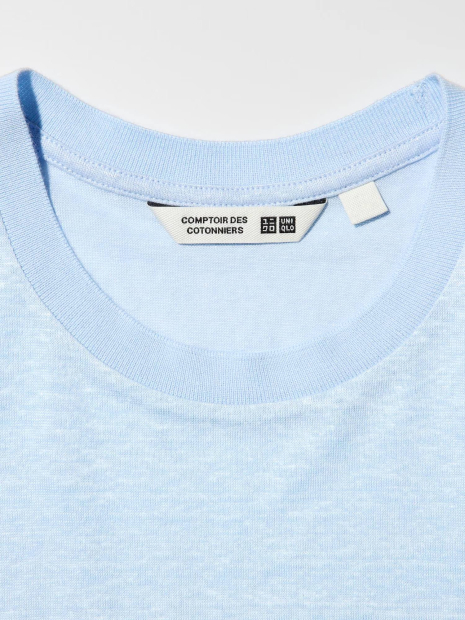 Женская льняная футболка UNIQLO 1161465537 (Голубой XL)