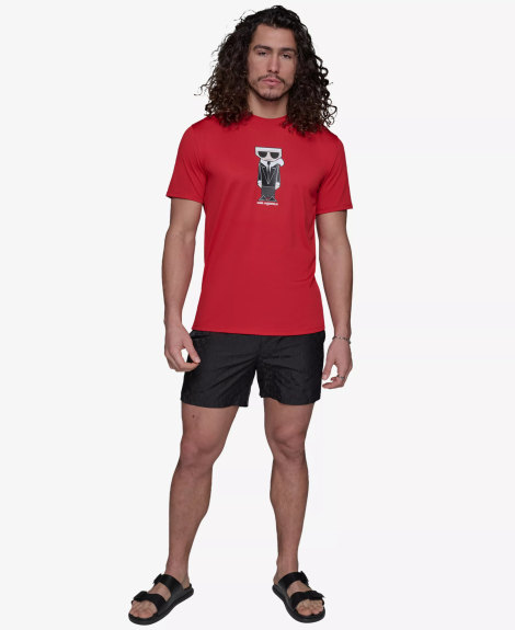 Мужской рашгард Karl Lagerfeld Paris футболка для купания UPF 30+ 1161466576 (Красный XXL)