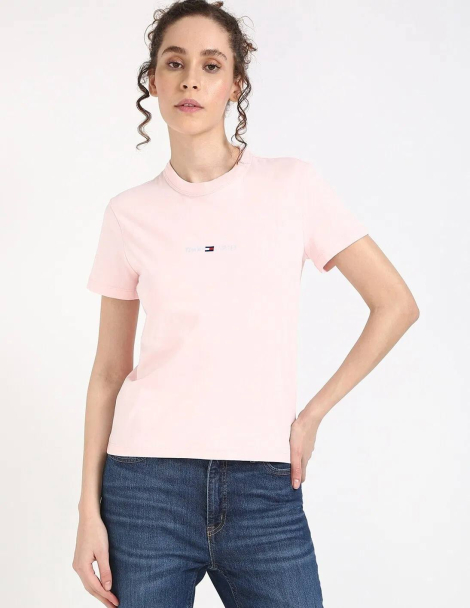 Женская футболка Tommy Hilfiger с логотипом 1161491891 (Розовый S)