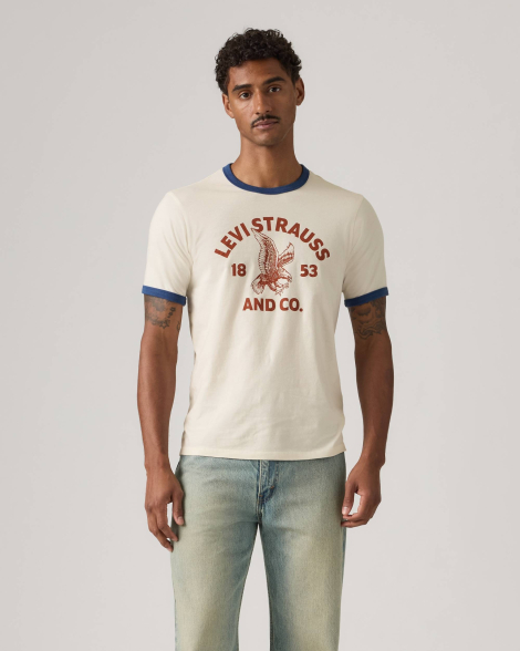 Футболка мужская Levi's с принтом 1161568773 (Молочный S)