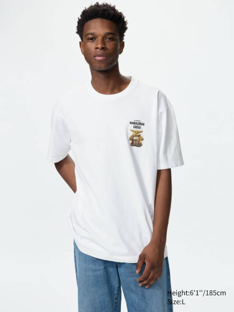 Футболка UNIQLO Star Wars з принтом спереду та ззаду 1161551262 (Білий M)