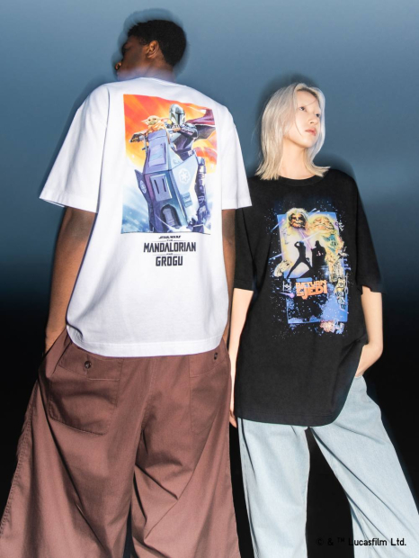 Футболка UNIQLO Star Wars з принтом спереду та ззаду 1161551262 (Білий M)