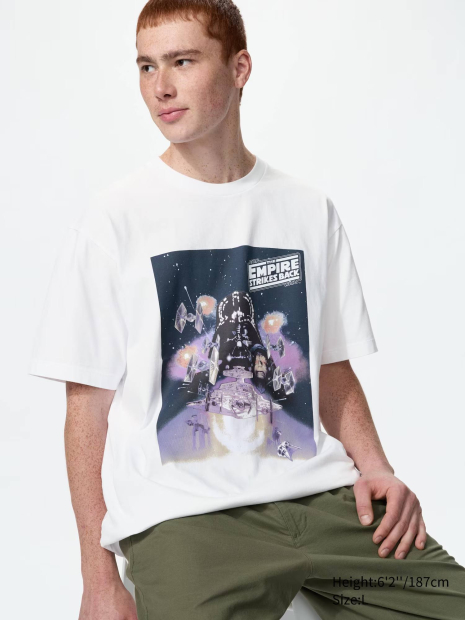 Футболка UNIQLO Star Wars з принтом спереду та ззаду 1161551264 (Білий XXL)
