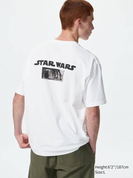 Футболка UNIQLO Star Wars з принтом спереду та ззаду 1161551264 (Білий XXL)