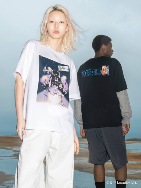 Футболка UNIQLO Star Wars з принтом спереду та ззаду 1161551264 (Білий XXL)