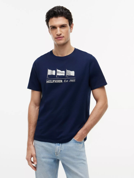 Мужская футболка Tommy Hilfiger с логотипом 1161666666 (Синий M)