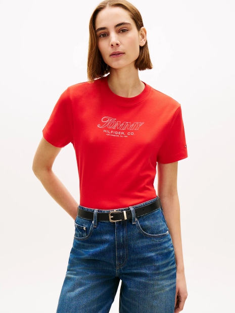 Жіноча футболка Tommy Hilfiger з логотипом 1161679461 (Червоний L)