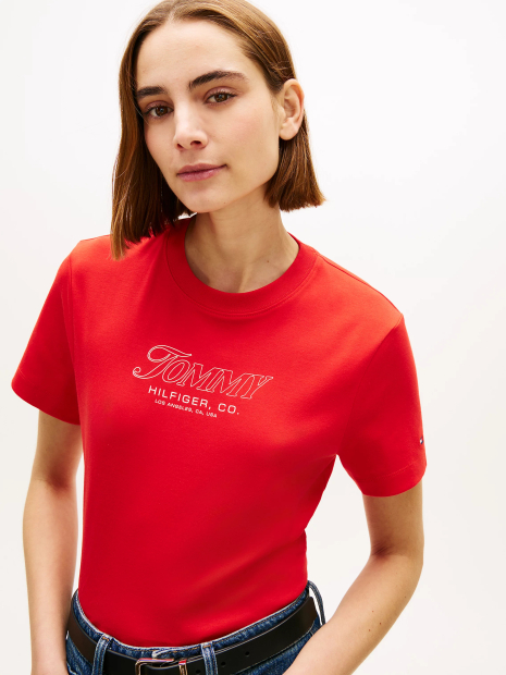 Жіноча футболка Tommy Hilfiger з логотипом 1161679461 (Червоний L)