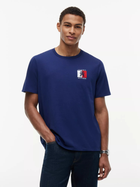 Мужская футболка Tommy Hilfiger с логотипом 1161708788 (Синий S)
