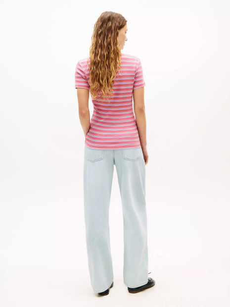 Женская футболка Tommy Hilfiger в полоску 1161910461 (Розовый M)