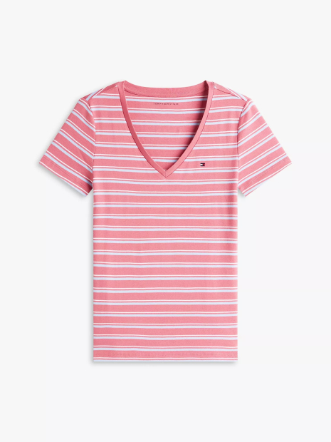 Женская футболка Tommy Hilfiger в полоску 1161910461 (Розовый M)