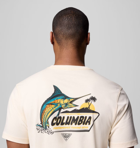 Мужская футболка Columbia с принтом сзади 1161935151 (Бежевый L)
