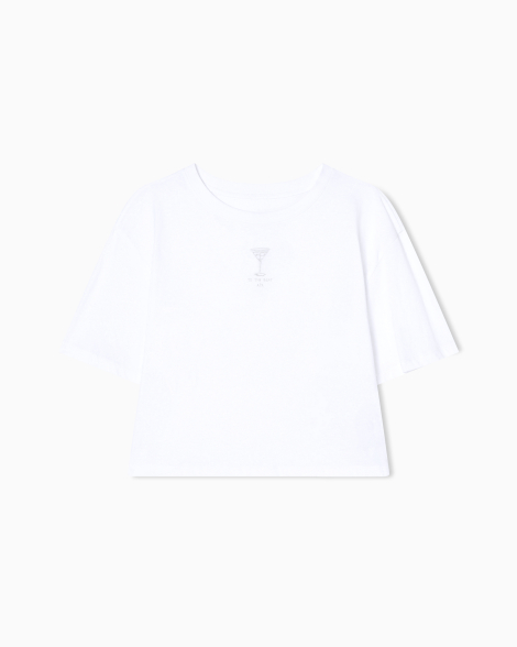 Женская укороченная футболка Armani Exchange с принтом 1162359174 (Белый M)