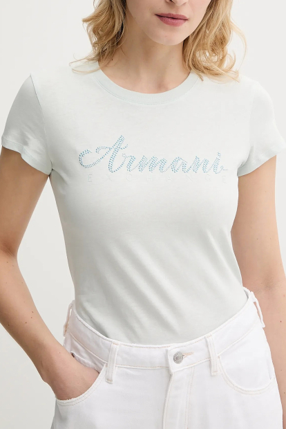 Женская футболка Armani Exchange с логотипом 1162385391 (Бирюзовый L)