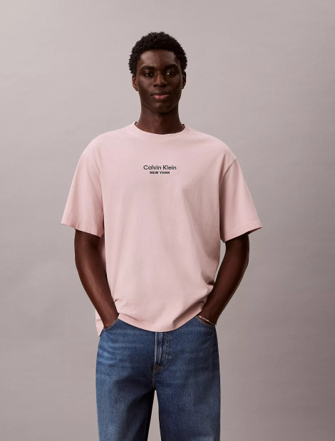Мужская футболка Calvin Klein с вышитым логотипом 1162424507 (Розовый XL)