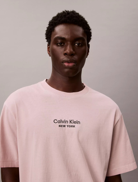 Мужская футболка Calvin Klein с вышитым логотипом 1162424507 (Розовый XL)