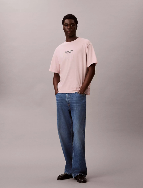 Мужская футболка Calvin Klein с вышитым логотипом 1162424507 (Розовый XL)