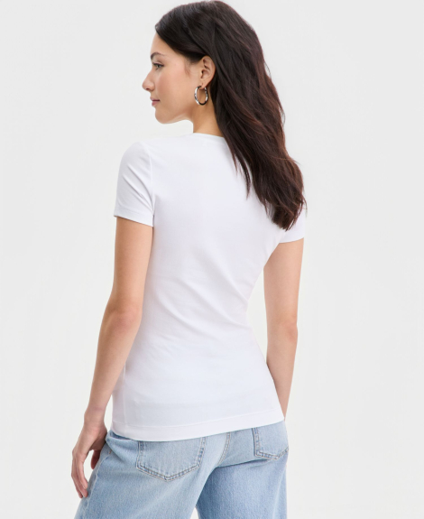 Женская футболка GUESS с логотипом из страз 1162519103 (Белый M)