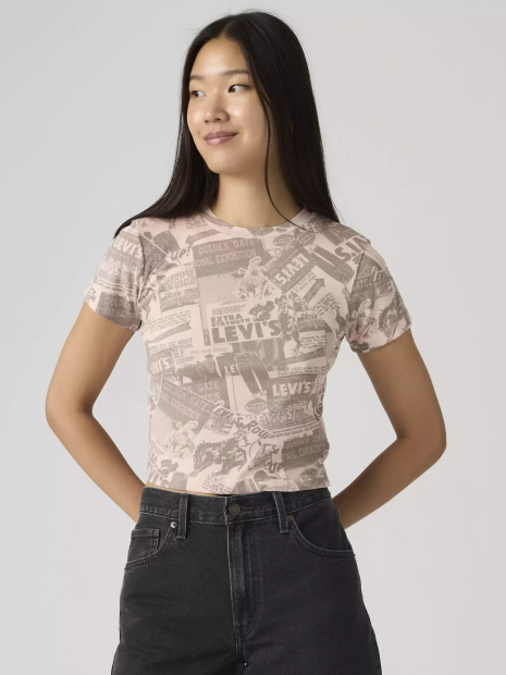 Женская футболка Levi's с принтом 1162565947 (Розовый/Серый L)