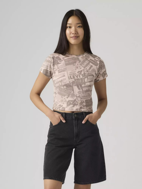 Женская футболка Levi's с принтом 1162565947 (Розовый/Серый L)