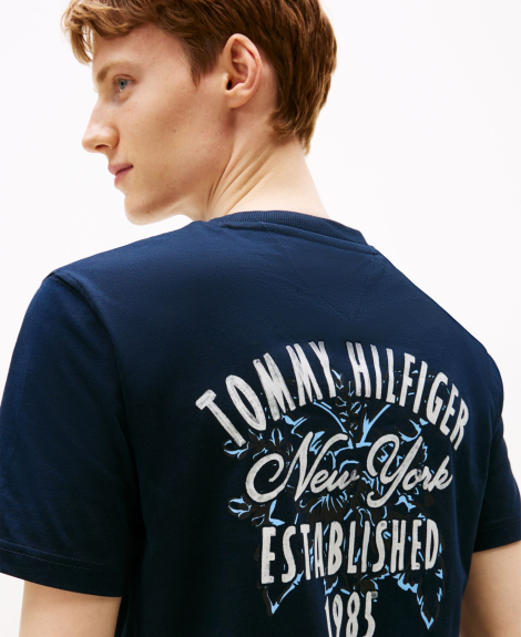 Мужская футболка Tommy Hilfiger с логотипом и принтом 1162591542 (Синий M)