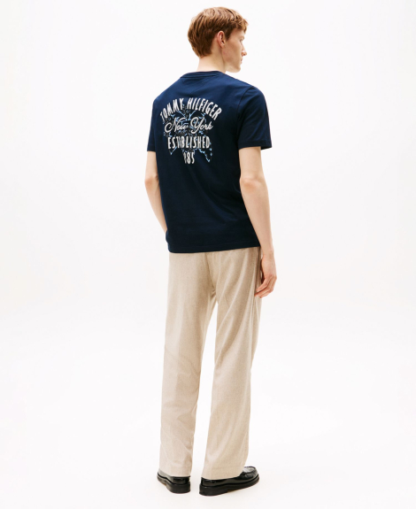 Мужская футболка Tommy Hilfiger с логотипом и принтом 1162591542 (Синий M)