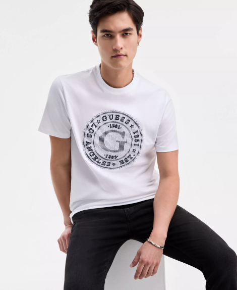 Мужская футболка Guess с вышивкой 1162620428 (Белый L)