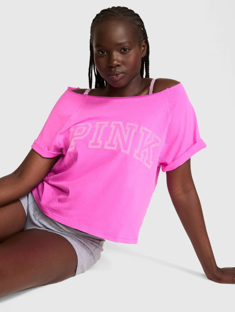 Жіноча футболка вільного крою Victoria's Secret Pink 1162633288 (Рожевий M)