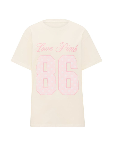 Жіноча футболка вільного крою Victoria's Secret Pink 1162634864 (Молочний M)