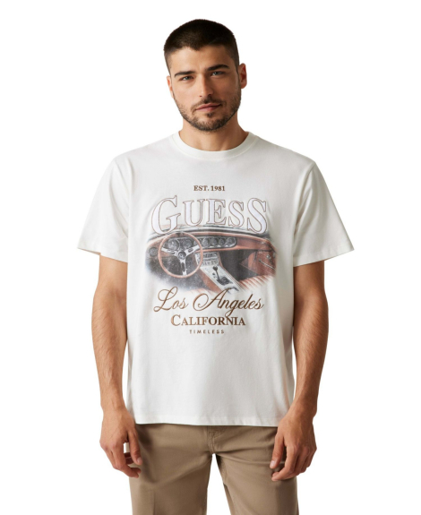 Мужская футболка Guess с принтом и вышивкой 1162659763 (Белый L)