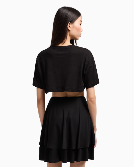 Укороченная футболка Armani Exchange со стразами 1162704091 (Черный XL)