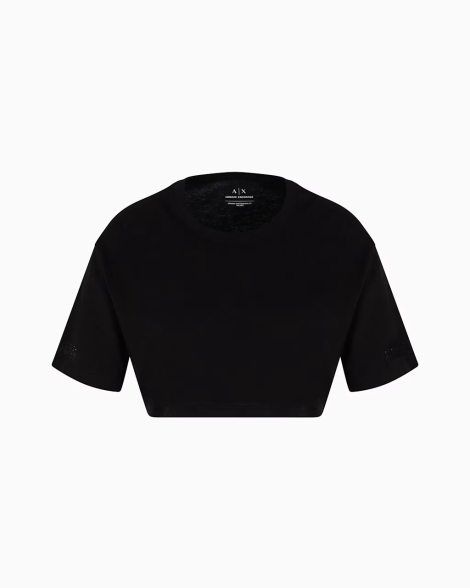 Укороченная футболка Armani Exchange со стразами 1162704091 (Черный XL)