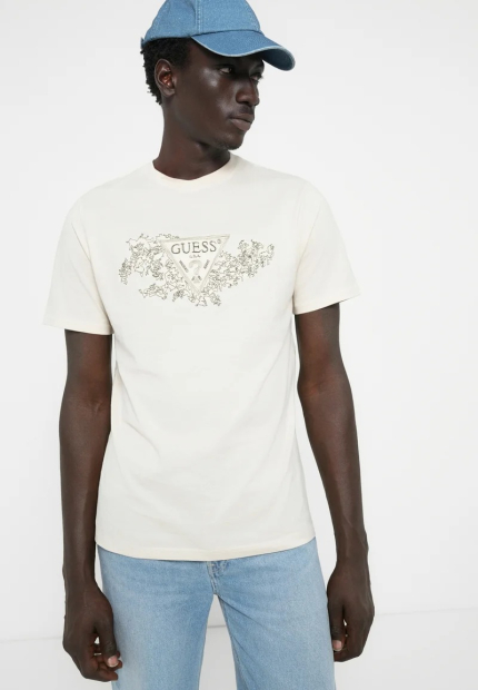 Чоловічі футболки Guess з вишивкою 1162733065 (Бежевий M)