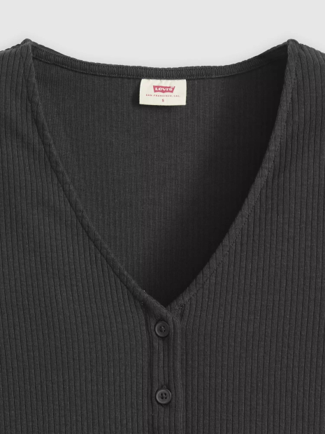 Женская футболка на пуговицах Levi's в рубчик 1162747405 (Черный XL)