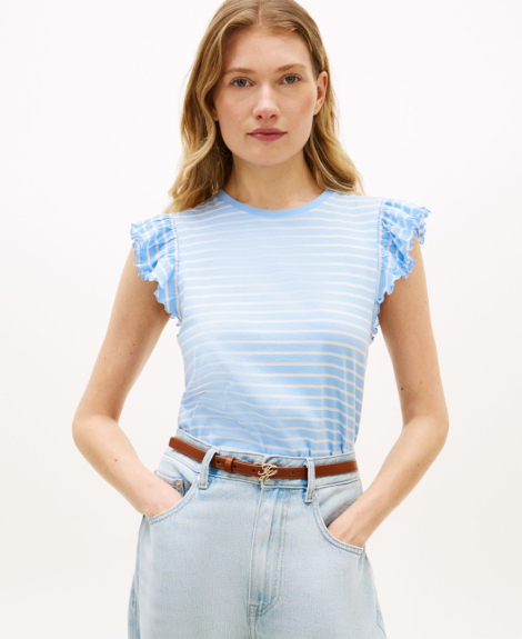 Футболка жіноча Tommy Hilfiger з рукавами-оборками 1162750707 (Блакитний S)