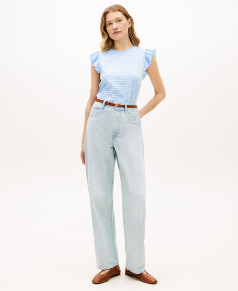 Футболка жіноча Tommy Hilfiger з рукавами-оборками 1162750707 (Блакитний S)