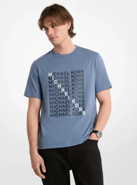Мужская футболка Michael Kors с логотипом 1163122048 (Синий M)