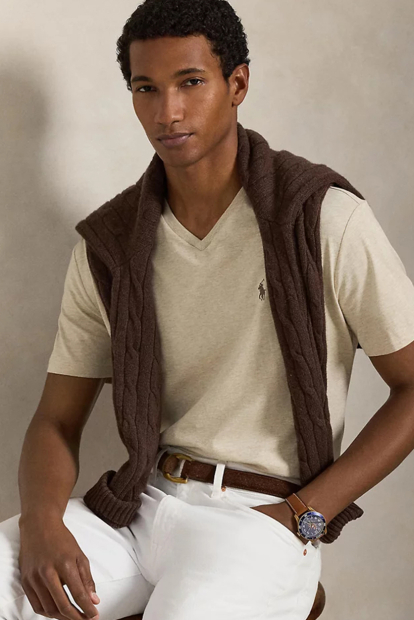 Футболка мужская Polo Ralph Lauren с вышитым логотипом 1163231345 (Бежевый XL)