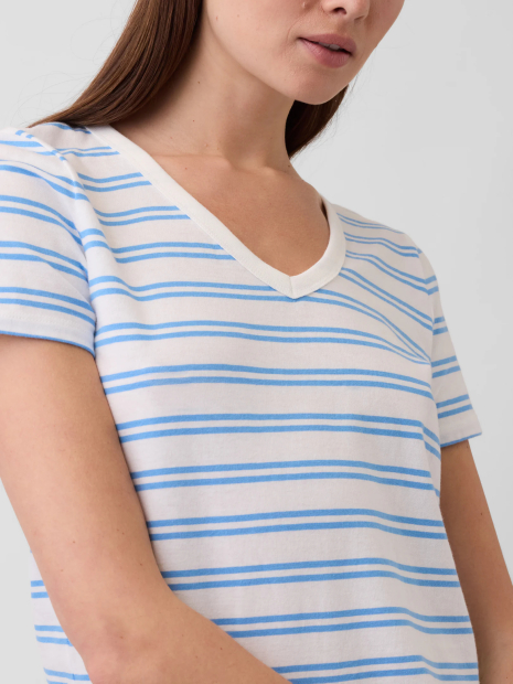 Жіноча футболка GAP в смужку 1163300532 (Білий/Блакитний XXL)