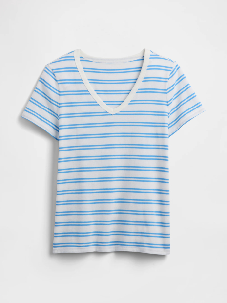 Жіноча футболка GAP в смужку 1163300532 (Білий/Блакитний XXL)